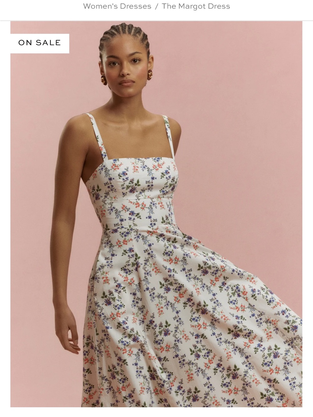 NWT & NEVER WORN: HILL HOUSE SIZE S| The Margot Dress - White Floral Midi Dress - Picture 2 of 8